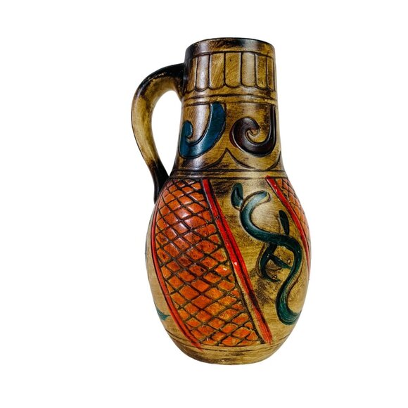 Southwestern Boho Vase Pitcher 9 Inch Primitive Earthy VTG Native Vibe - Picture 6 of 14